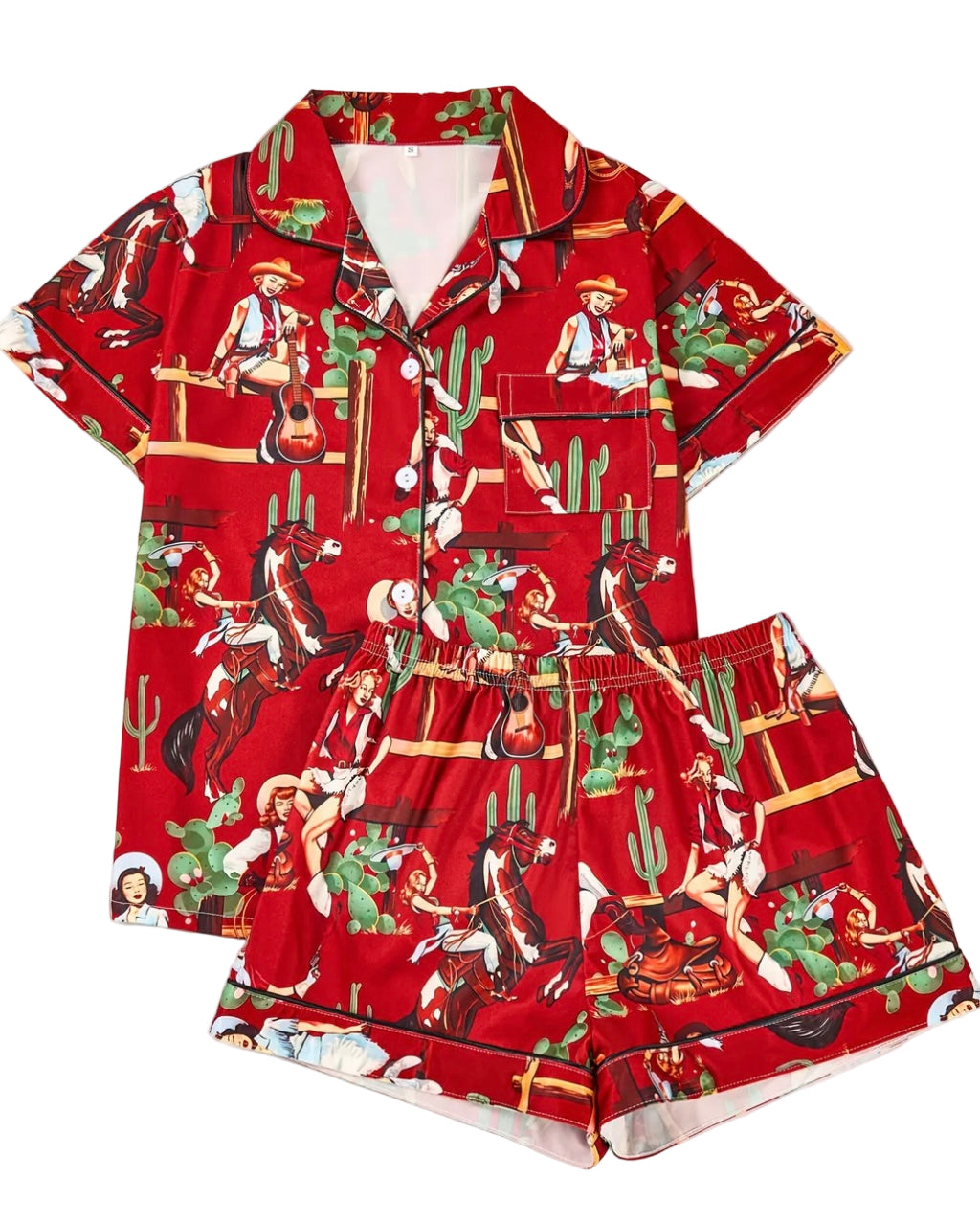 Vintage Western Cactus Cowgirl Pajamas