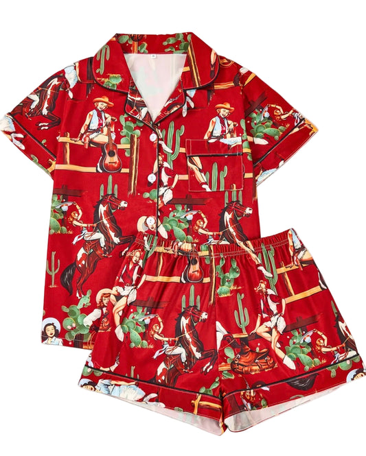Vintage Western Cactus Cowgirl Pajamas